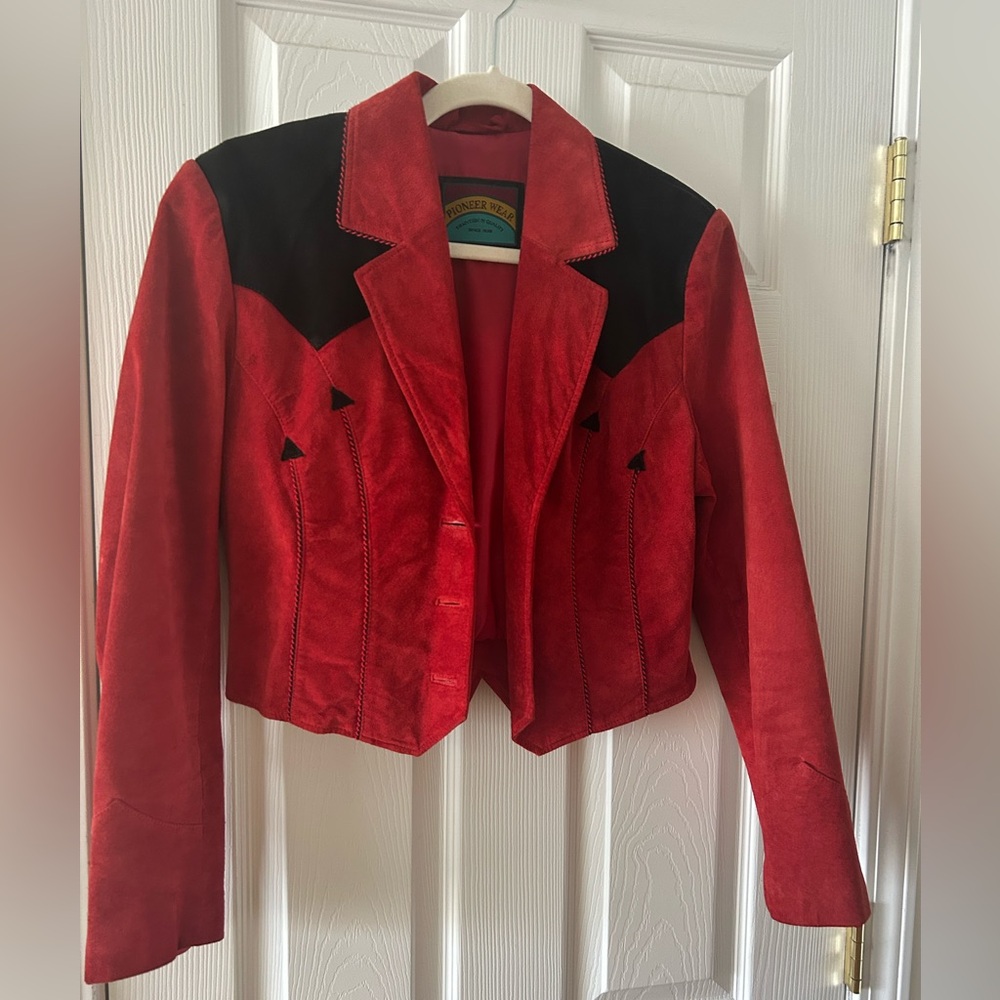 Vintage, Western Red and Black Suede Women's Blazer
